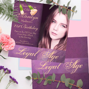 Legal Age Girl's 21st Birthday  Invitation