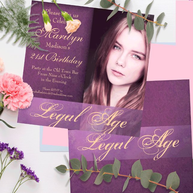 Legal Age Girl's 21st Birthday  Invitation (Creator Uploaded)