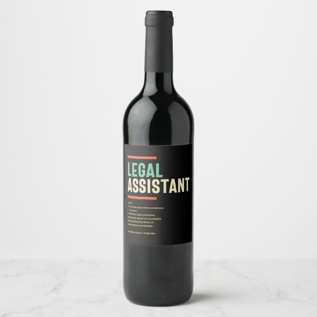 Legal Assistant Definition Wine Label (Front)