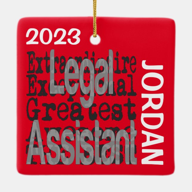 Legal Assistant Extraordinaire CUSTOM Ceramic Ornament (Back)