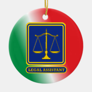 Legal Assistant Shield Custom Ceramic Tree Decoration