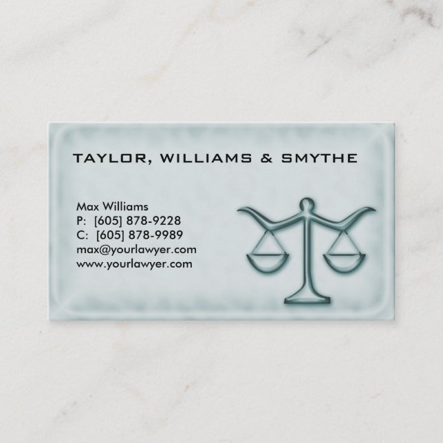 Legal Attorney Business Card Green (Front)