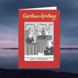 Legal Courtroom Cartoon with QR Code Christmas Holiday Card