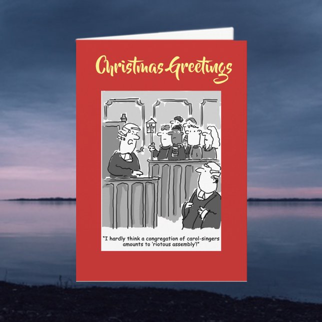 Legal Courtroom Cartoon with QR Code Christmas Holiday Card (Creator Uploaded)