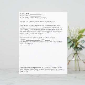 Legal Declaration of Identification Affidavit