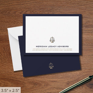 Legal Justice Scale Logo Business Note Card