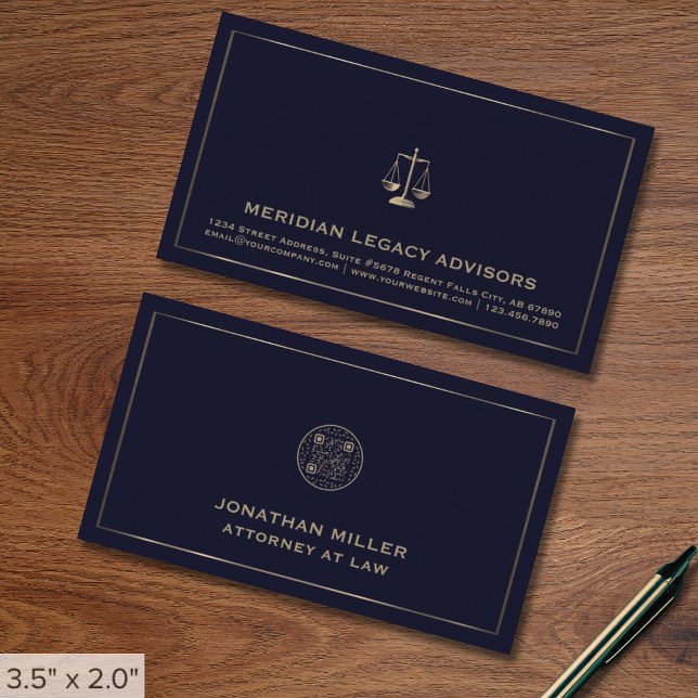 Legal Justice Scale Logo QR Code Business Card (Creator Uploaded)