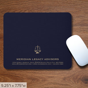 Legal Justice Scale Navy Blue and Gold Mousepad