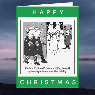 Legal Lawyers And Snowmen Cartoon Christmas Card