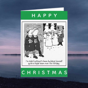 Legal Lawyers And Snowmen Cartoon Happy Christmas Card