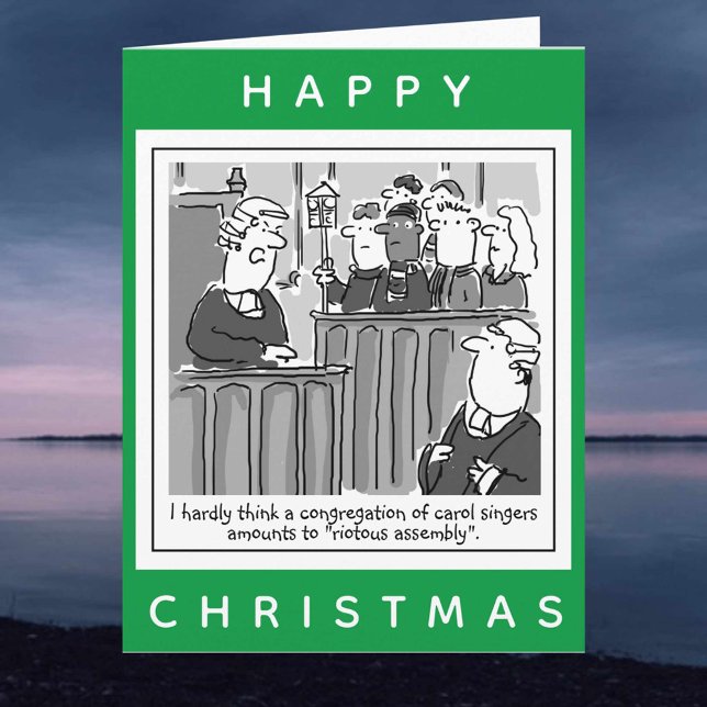 Legal Lawyers Funny Courtroom Cartoon Christmas Card (Creator Uploaded)