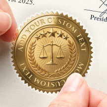 Legal Notary Scales Of Justice Custom 3D Foil Gold