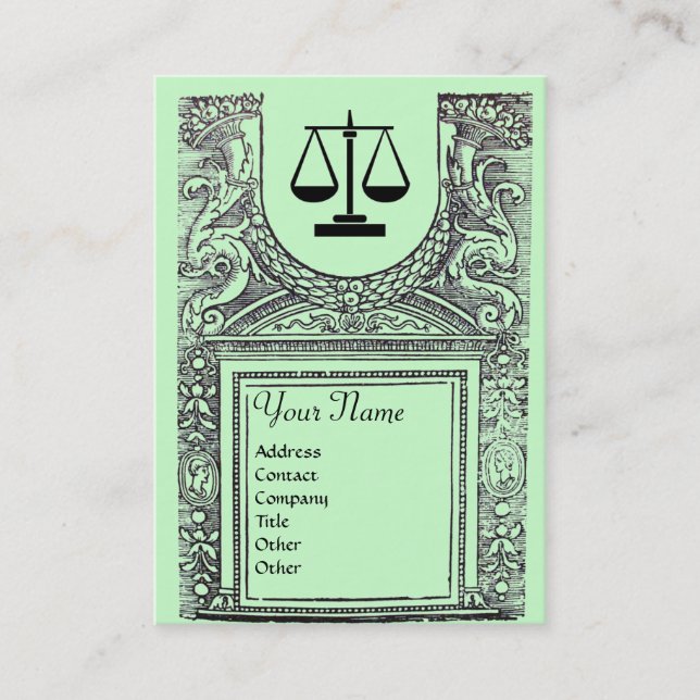 LEGAL OFFICE, ATTORNEY 2 Monogram,green Business Card (Front)