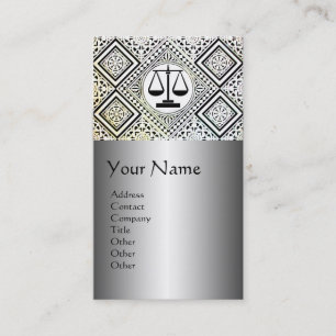 LEGAL OFFICE,ATTORNEY DAMASK Black Silver Platinum Business Card