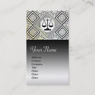 LEGAL OFFICE,ATTORNEY DAMASK Black White Pearl Business Card