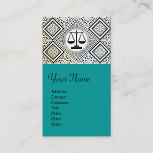 LEGAL OFFICE, ATTORNEY DAMASK green blue Business Card