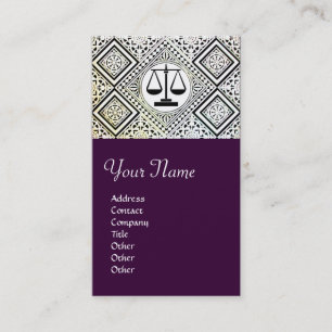 LEGAL OFFICE, ATTORNEY DAMASK purple Business Card