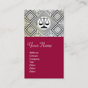 LEGAL OFFICE, ATTORNEY DAMASK red Business Card