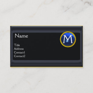 LEGAL OFFICE,ATTORNEY Monogram black blue sapphire Business Card