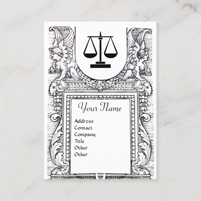 LEGAL OFFICE, ATTORNEY Monogram Black White Business Card (Front)