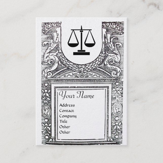 LEGAL OFFICE,ATTORNEY Monogram,Black White Pearl Business Card (Front)