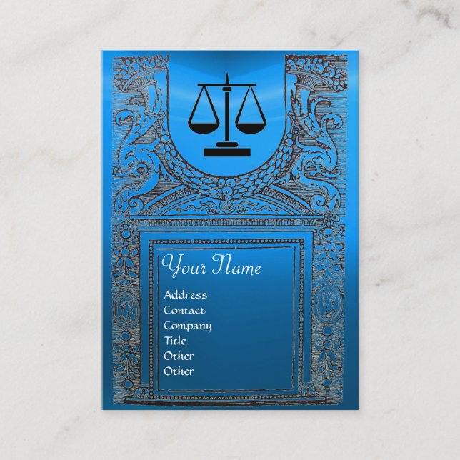 LEGAL OFFICE, ATTORNEY Monogram ,blue Business Card (Front)
