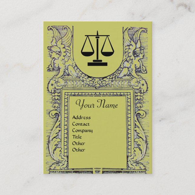 LEGAL OFFICE, ATTORNEY Monogram, green Business Card (Front)