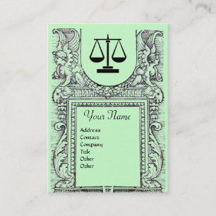 LEGAL OFFICE, ATTORNEY Monogram ,green Business Card