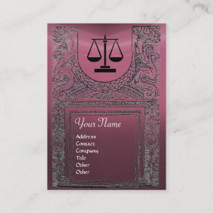 LEGAL OFFICE, ATTORNEY Monogram  pink purple Business Card