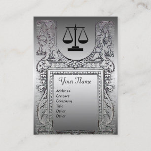 LEGAL OFFICE, ATTORNEY Monogram Platinum Effect Business Card