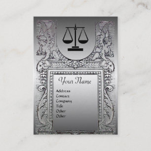 LEGAL OFFICE, ATTORNEY Monogram Platinum pearl Business Card
