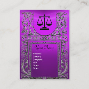 LEGAL OFFICE, ATTORNEY Monogram purple Business Card