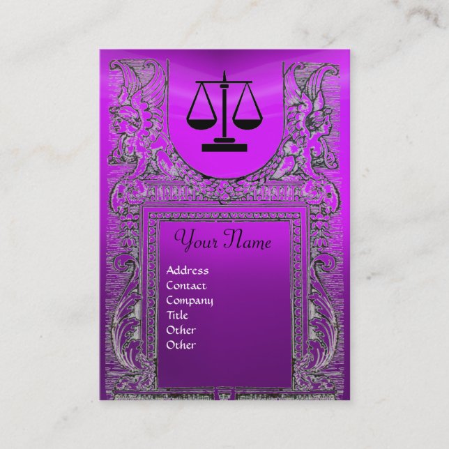 LEGAL OFFICE, ATTORNEY Monogram purple Business Card (Front)
