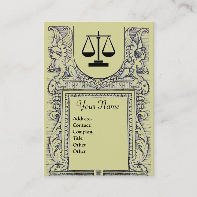 LEGAL OFFICE, ATTORNEY Monogram,yellow Business Card (Front)