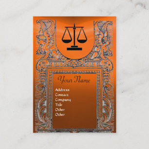 LEGAL OFFICE, ATTORNEY Monogram yellow orange Business Card