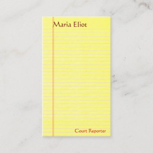 Legal Pad (court reporter, law clerk, legal) Business Card