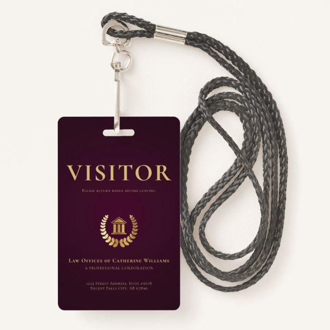 Legal Professional Business Visitor ID Badge (Front with Lanyard)