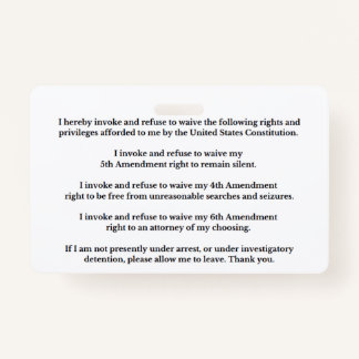 Legal Rights And Privileges Card ID Badge
