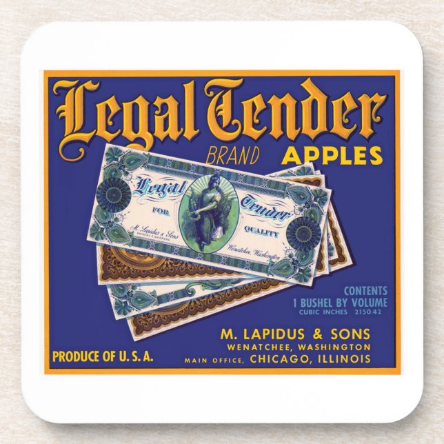 Legal Tender Apples Coaster (Front)