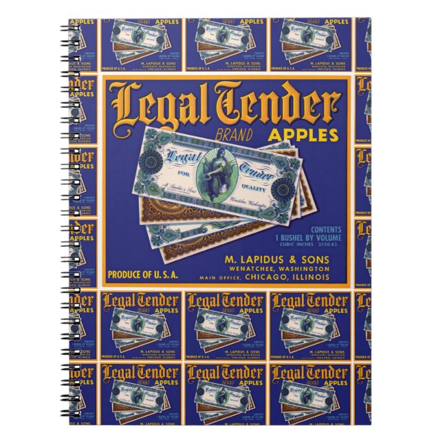 Legal Tender Apples multi print Notebook (Front)