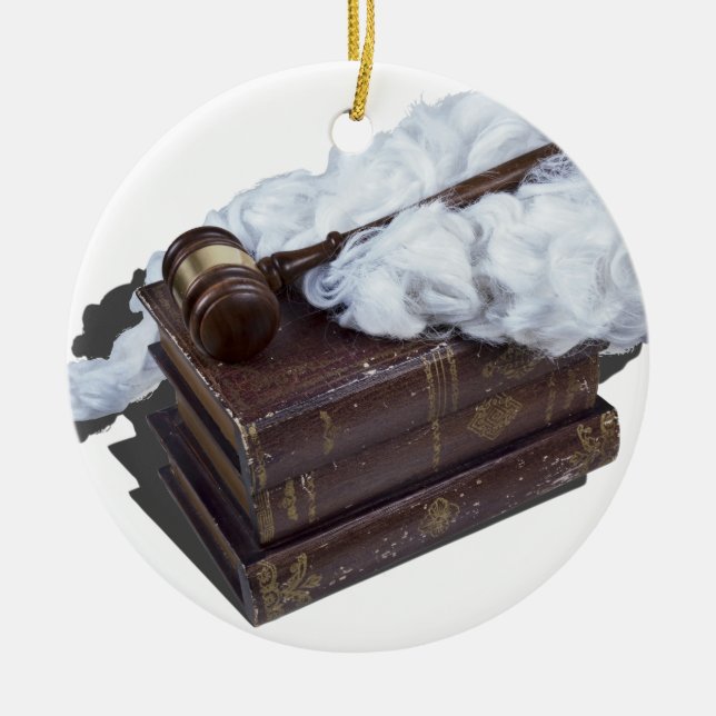 LegalBooksJudgeWigGavel042113.png Ceramic Ornament (Front)