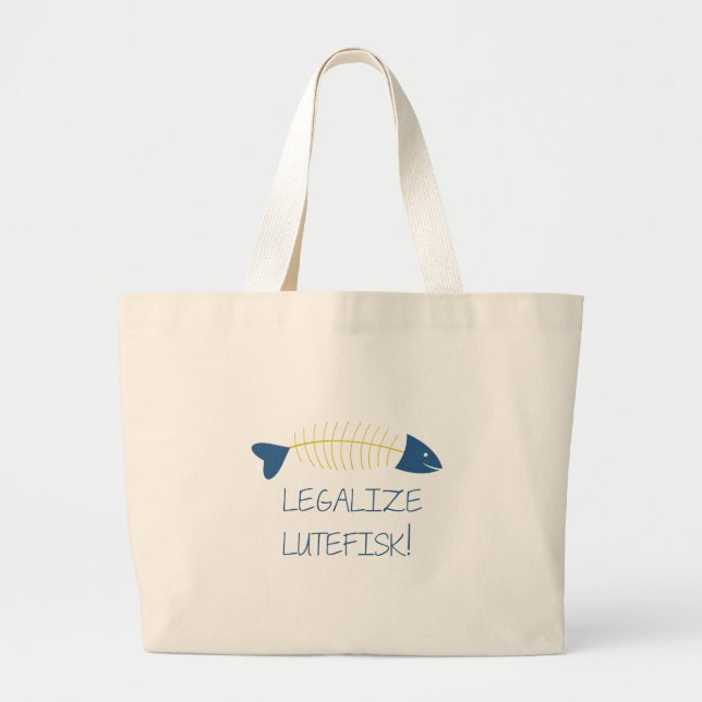 Legalise Lutefisk Fish Large Tote Bag (Front)