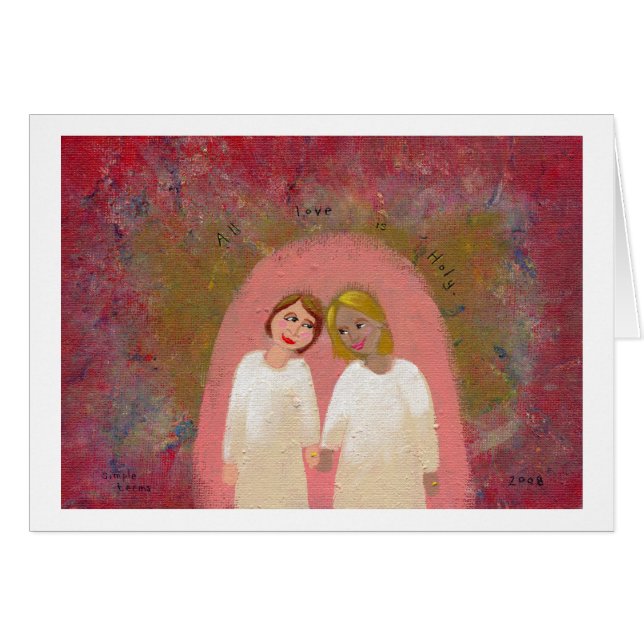 Legally Wed Lesbian gay wedding folk art painting (Front Horizontal)