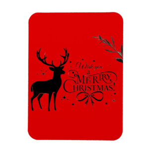 legant Christmas Reindeer Art with Holiday Wishes Magnet