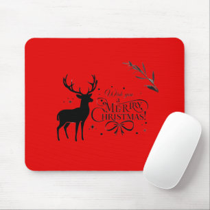 legant Christmas Reindeer Art with Holiday Wishes Mouse Pad