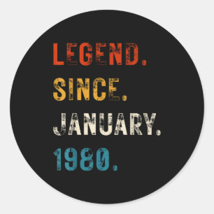 Legend 1980 46th Birthday Gifts For Men Women 46 Y Classic Round Sticker