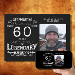 Legend 60th Birthday Photo Black Vintage Invitation<br><div class="desc">Celebrate the milestone of your loved one with a special invitation that conveys the legendary inspiration of their life. Our Legendary 60th Birthday Photo Black Vintage Invitation features your favourite photo with a timeless design that expresses the love and admiration that is always felt. Make this an unforgettable bash in...</div>