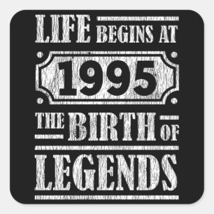 Legend Born in 1995 Retro Vintage Birthday Gift Square Sticker