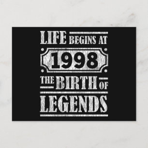 Legend Born in 1998 Retro Vintage Birthday Gift Postcard