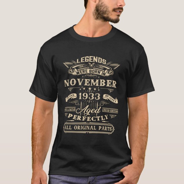 Legend Born In November 1933 90Th 90 T-Shirt (Front)